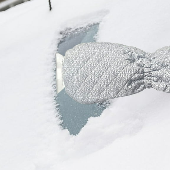 Kyusrd Ice Scraper Mitt With Glove for Car Windshield Snow Scraper Remover With Fleece Glove Snow Removal for Cars With Foam Grip for Window Auto Winter,