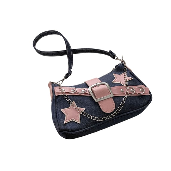 Kyusrd Ladies Trendy Handbag Denim Chain Tote Shoulder Armpit Bag Fashion Handbag