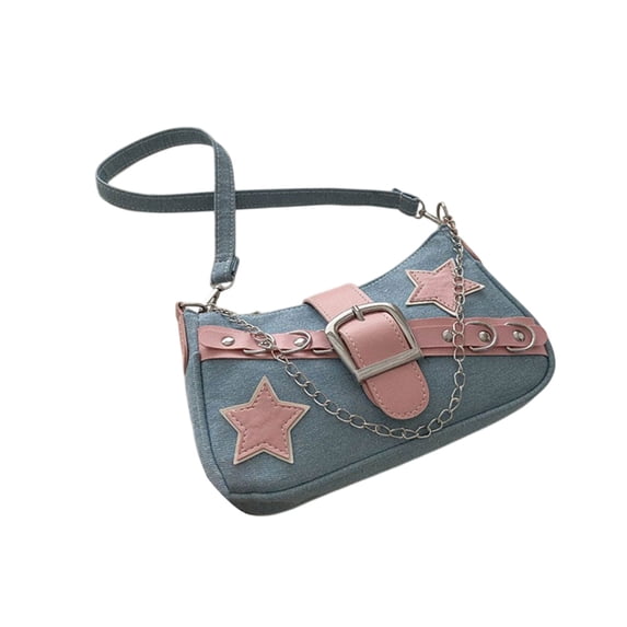 Kyusrd Ladies Trendy Handbag Denim Chain Tote Shoulder Armpit Bag Fashion Handbag