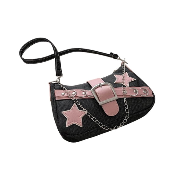 Kyusrd Ladies Trendy Handbag Denim Chain Tote Shoulder Armpit Bag Fashion Handbag
