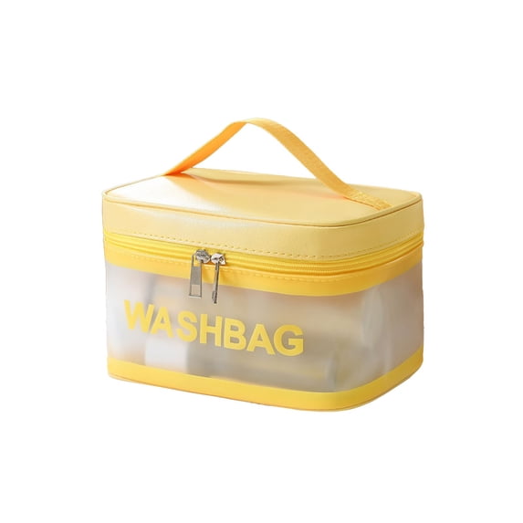 Kyusrd Large Capacity Colorful PVC Wash Bag for Outdoor Travel,Portable Transparent Makeup Toiletry Organizer with Handle,Water-Resistant Cosmetic Storage Pouch (Simple Edition)