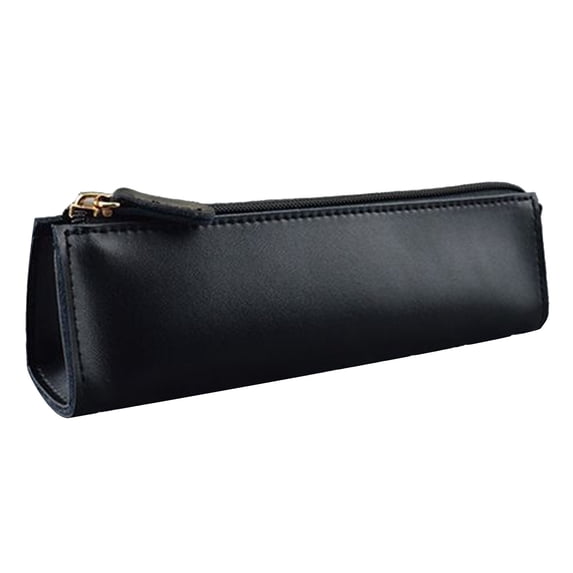 Kyusrd Leather Simple Style Large Capacity Stationery Bag,Pencil Case for Teachers Students College
