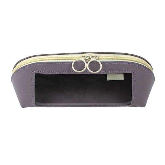 Kyusrd Leather Textured Large Capacity Pencil Case with Transparent Window,Waterproof Student Stationery Box