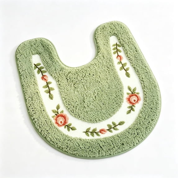 Kyusrd Outdoor Rug and bathroom Rugs,Vintage Floral U-Shaped Toilet Rug Soft Absorbent Microfiber Bath MatNon Rose Print Bathroom Toilet Floor Mat ForBathroom Decor