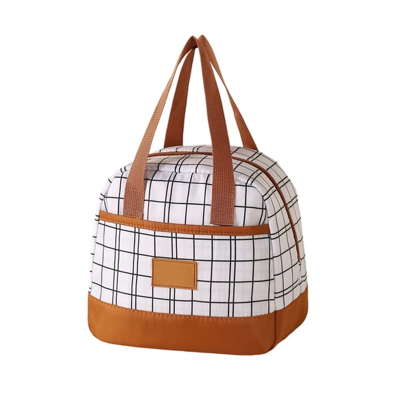Kyusrd Plaid Lunch Bag Thickened Aluminum Foil Bento Bag Large Capacity Handheld Lunch Box Tote Portable Picnic Bag