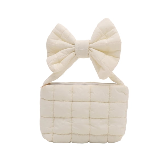 Kyusrd Pleated Bow Bag Women's Handbag Shoulder Solid Color Crossbody Bag