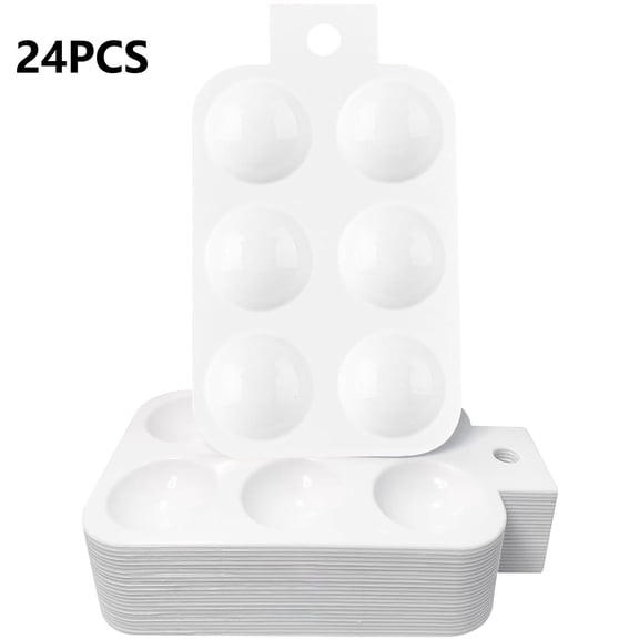 Kyusrd Practical Tools for Home Kitchen!24 Painting Trays White Plastic Painting Tray With Hanging Holes 6-hole Rectangular Watercolor Tray for Children Students and Artists To Use