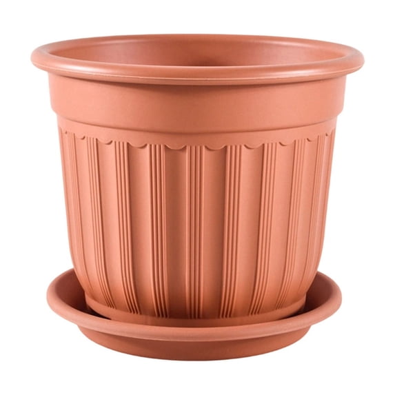 Kyusrd Retro-Style Faux Ceramic Breathable Planter With Root Control,Decorative Flower Pot For Indoor Green Plants Home Decor (With Tray)8.07x7.09in