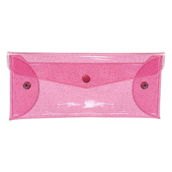 Kyusrd Sparkling Clear Colored Pencil Case,Portable Fashion Zipper Pouch with Stylish Transparent Design,Versatile Pen Cosmetic Organizer