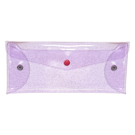 Kyusrd Sparkling Clear Colored Pencil Case,Portable Fashion Zipper Pouch with Stylish Transparent Design,Versatile Pen Cosmetic Organizer