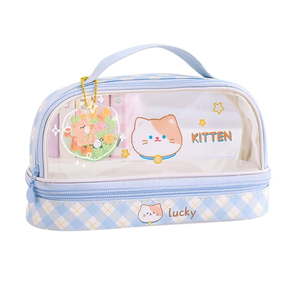 Kyusrd Storage Pencil Sase for Semester Stationery,Large Capacity Portable Pencil Case,Cute Makeup Bag Stationery Storage Box