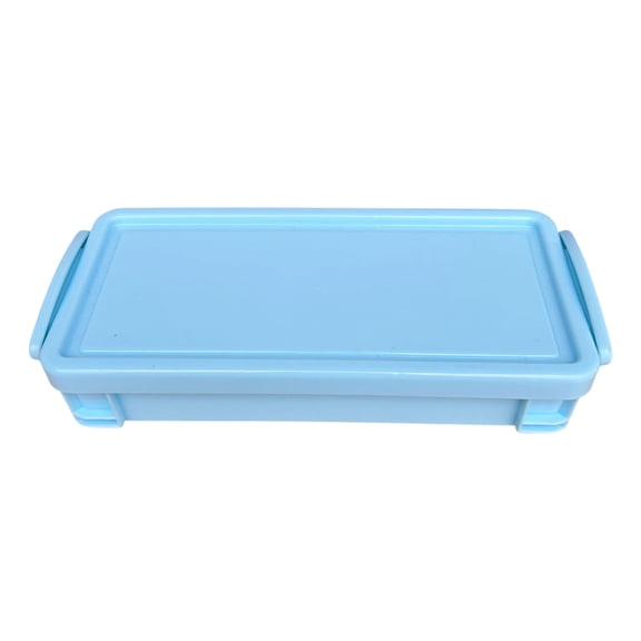 Kyusrd Storage Pencil Sase for Semester Stationery,Large Solid Blue Plastic Pencil Box with Latches,Stackable Supply Organizer