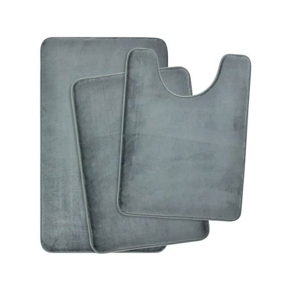 Kyusrd Three Piece Flannel Set Bathroom Absorbent Mat Thickened Sponge Floor Mat Bathroom Carpet Bathroom Non Slip Door Mat