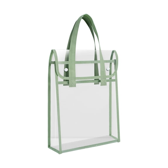 Kyusrd Transparent PVC Tote Bag Large Capacity School Handbag Double-Layer Suitable for Students To Carry Books