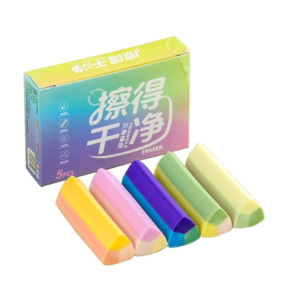 Kyusrd Triangular Sandwich Eraser Set Clean-Erasing Eraser Without Traces and Shapeless Eraser Student Stationery Gift