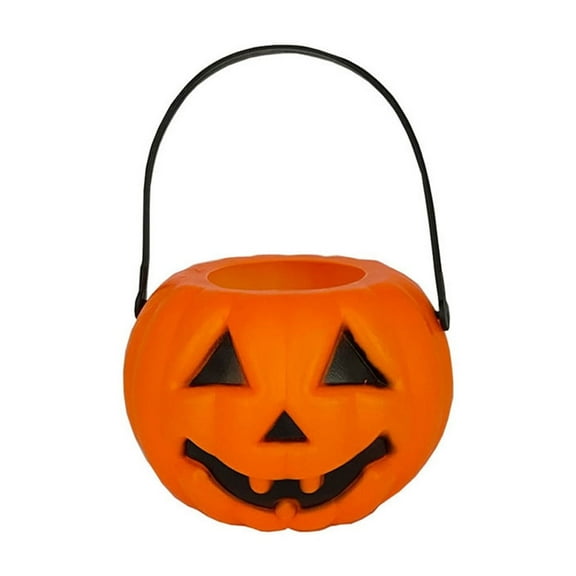 Kyusrd Trick or Treat LED Halloween Pumpkin Bucket 1Pc Small Plastic Pumpkin Bucket for Kids Pumpkin Bucket Pumpkin Pail Halloween Candy Bucket Halloween Pumpkin Basket