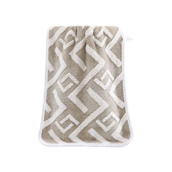 Kyusrd Velvet Hand Towels for Bathroom,Cotton Soft Absorbent Decorative Hand Towel for Face Spa Bath Gym Kitchen,Khaki,35x75cm