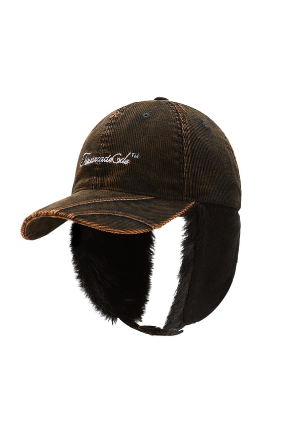 Winter Baseball Cap with Ear Flaps for Cold Weather,Warm Cotton Blend Hat with Adjustable Snapback,Unisex Outdoor Cap for Skiing Snowboarding Hiking Daily Commute