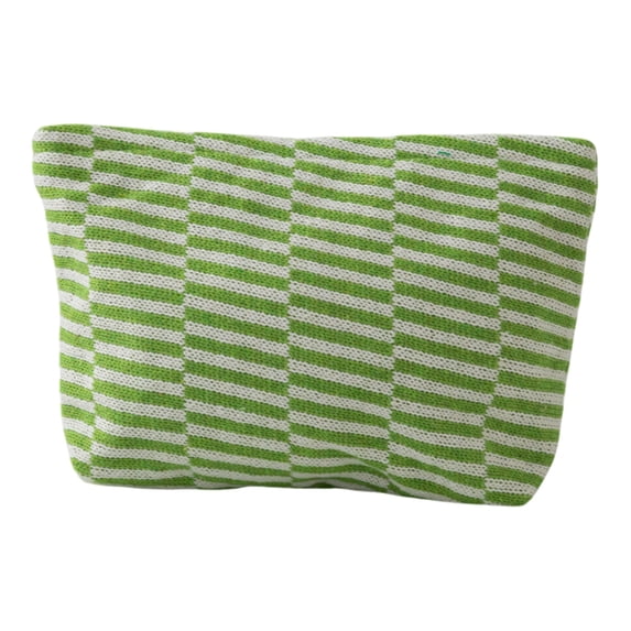 Kyusrd Woolen Knitted Striped Color-Block Zipper Pouch,Large Capacity Cosmetic Pen Organizer with Textured Design,Portable Travel Storage Bag