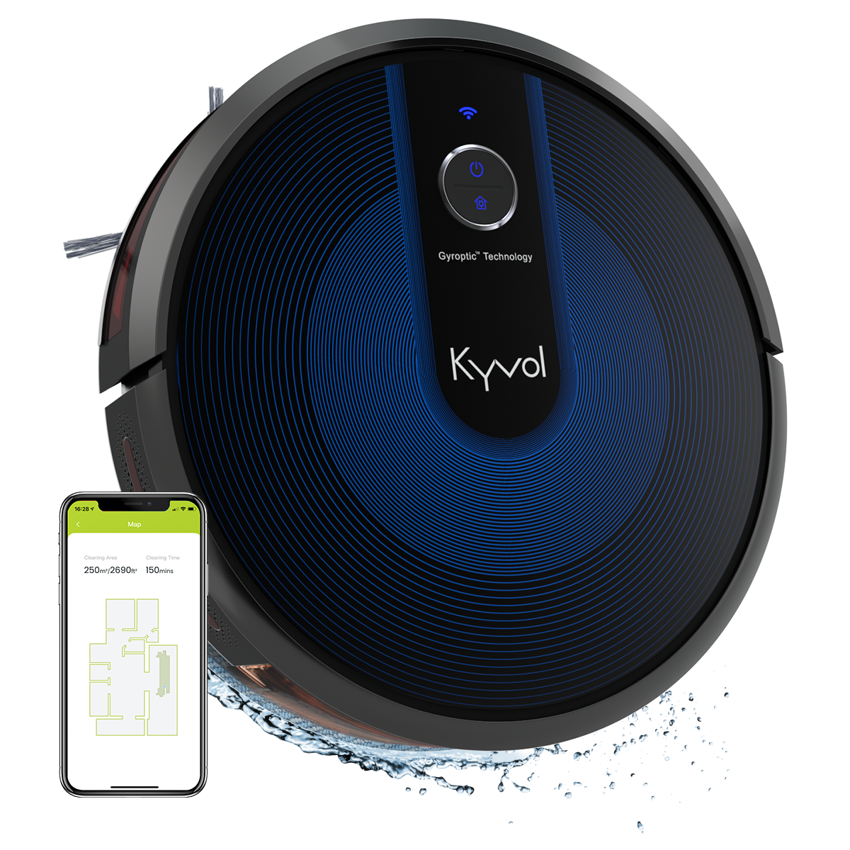 Kyvol E31 Robotic Vacuum and Mop Cleaner, Auto Sweeping & Mopping 2-in-1, 2200Pa Suction, Self Charging, Smart Navigation, 150 mins Runtime, Works with Alexa, Ideal for Pet Hair, Floor and Carpets - image 1 of 8