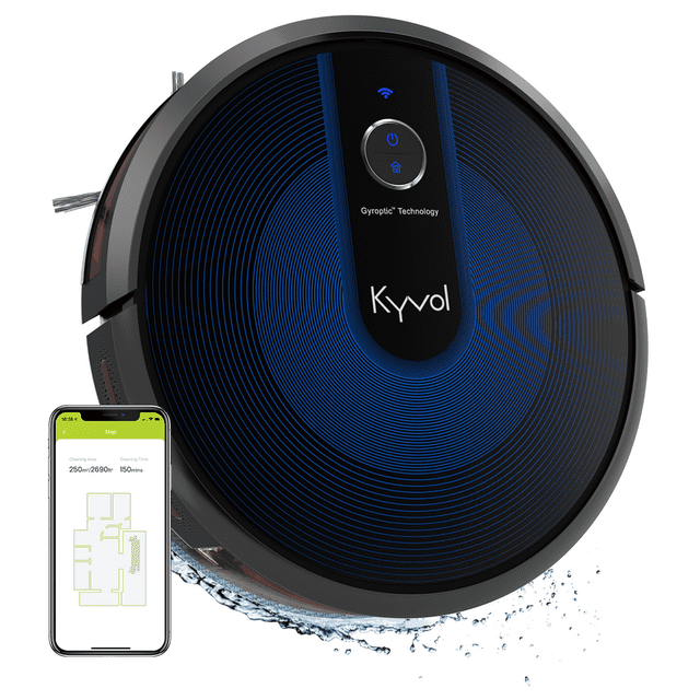 Kyvol E31 Robotic Vacuum and Mop Cleaner, Auto Sweeping & Mopping 2-in-1, 2200Pa Suction, Self Charging, Smart Navigation, 150 mins Runtime, Works with Alexa, Ideal for Pet Hair, Floor and Carpets