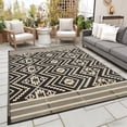 thumbnail image 1 of Kzaei Waterproof Outdoor Rug, 5'x8' Reversible Plastic Camping Area Rugs, Black & Brown, 1 of 8