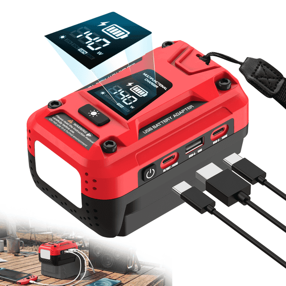 Kzreect 140W Battery Charger for Mil-w-k 18V, 7A Fast Charger, with LED & Dual USB-C & USB-A Output for for Camping, Travel, Emergency (No Battery)
