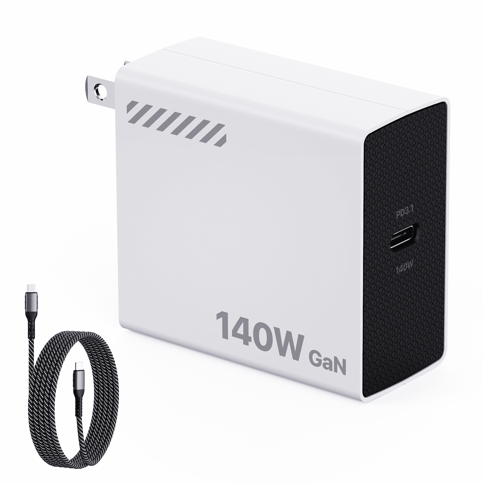 Kzreect 140W GaN PD3.1 Type-C Super Fast Charger, 3.28FT Cable Included, Wall Charger for Android, iPad, Samsung, Android, DJI Drones & More