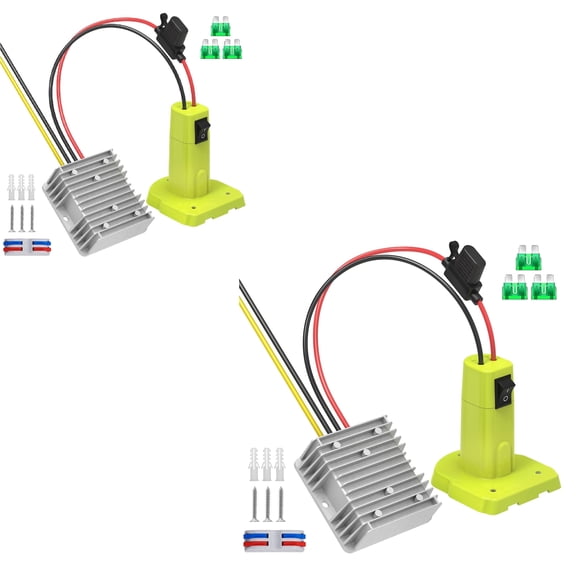 Kzreect 2 pack 18V to 12V Step Down Converter Compatible with Ryobi 18V Battery Adapter, Voltage Converter DC 12V 15A 180W Buck Converter