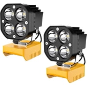 Kzreect 2 pack LED Work Light Compatible with Dewalt 20V Battery, 40W 6000LM Flashlight, 120  Adjustable with Low Voltage Protection