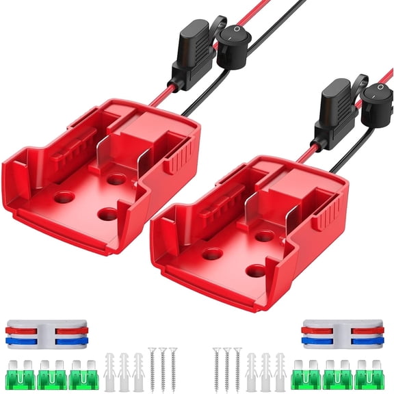 Kzreect 2 pack Power Wheel Adapter Compatible with Mil-wau-kee 18V Battery Adapter, with Fuse & Switch & Wire Terminals & 12 AWG Wire for DIY RC Car