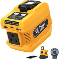 Kzreect 220W Power Inverter Compatible with Dewalt  18V/20V Battery, 110V 220W Output, 2 USB & 400 LM LED for car, Camping & Emergency Use