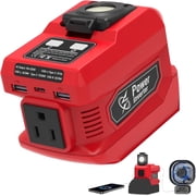 Kzreect 220W Power Inverter Compatible with Milwaukee 18V Battery, 110V 220W Output, 2 USB-A & 400 LM LED for Car, Camping & Emergency Use