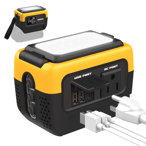 Kzreect 240W Pure Sine Wave Power Inverter for Dewalt 20V, 7A Fast Charger, 20V to 120V, Portable Power Station with 4 Outputs & LED for Camping Power Outage