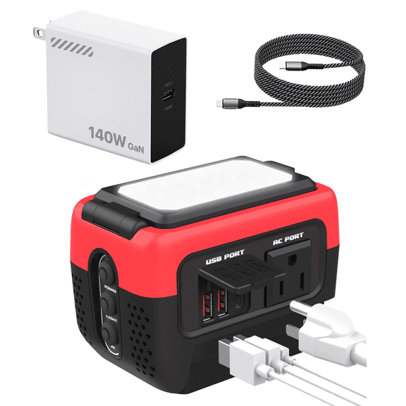Kzreect 240W Pure Sine Wave Power Inverter & 140W Charger, for Mil-w-k 18V, 18V to 120V, Portable Power Station with 4 Outputs for Outdoor Camping