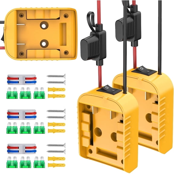 Kzreect 3 pack Power Wheel Adapter Compatible with Dewalt 20V Battery, Converter Kit with Switch for DIY RC Car