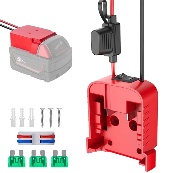 Kzreect Power Wheel Adapter Compatible with Mil-w-k 18V Battery, Converter Kit with Fuse & Switch & Wire Terminals for DIY RC Car