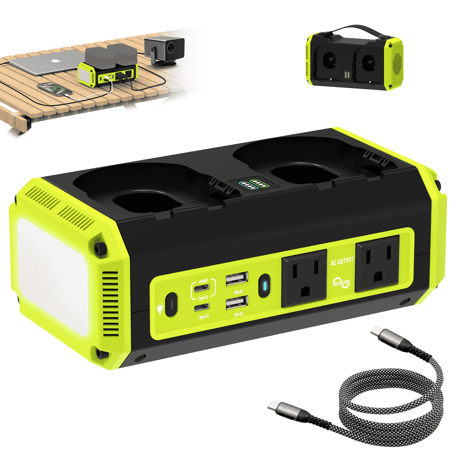 Kzreect 350W Pure Sine Wave Power Inverter, Compatible with Ryobi 18V Batteries, 18V to AC 120V, 140W Type-C 18W USB-A Fast Charging