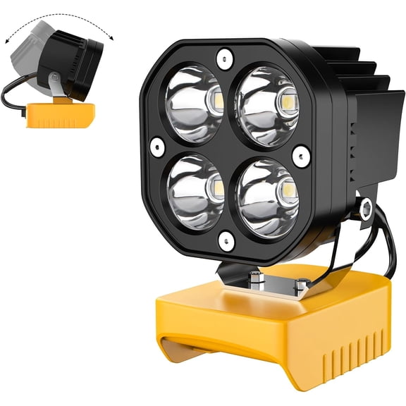 Kzreect LED Work Light Compatible with Dewalt 20V Battery, 40W 6000LM Flashlight, 120° Adjustable with Low Voltage Protection