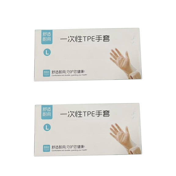 L Disposable Tpe Gloves Large, 100-Piece Food Safe, Greaseproof, Textured Fingertips For Kitchen, Cleaning, Food Handling, Chemical Protection