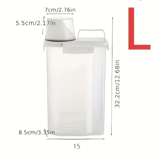 L/101.44 oz Airtight Rice Storage Container with Measuring Scoop, Rectangular Plastic Dry Food Dispenser, Thick Clear Storage Box with Pour Spout, Leak & Moisture Proof Design for Rice, Grain, Flour,