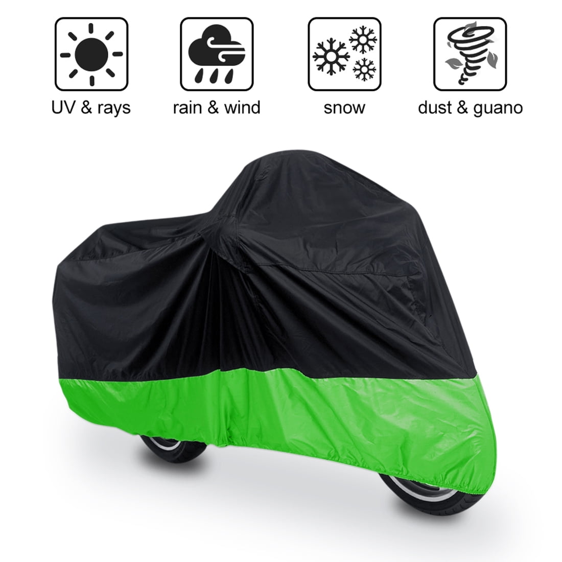 L 180T Motorcycle Cover Rain Dust Outdoor Waterproof UV Protector for Harley Davidson Black Green