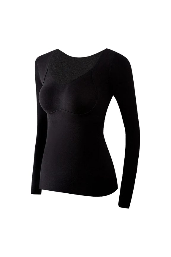 L-2XL Plus Size Warm Bras Women's Fleece-Lined Thickened Base Layer Top Long Sleeve Autumn Winter Warm Clothing From China