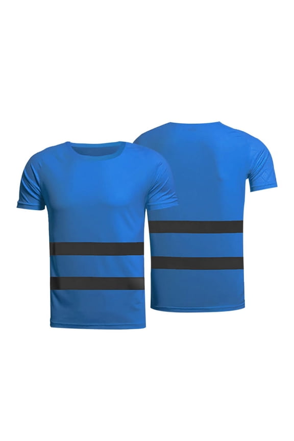 L-3XL HI VIZ VIS HIGH VISIBILITY SHIRT REFLECTIVE TAPE SECURITY WEAR T-shirt