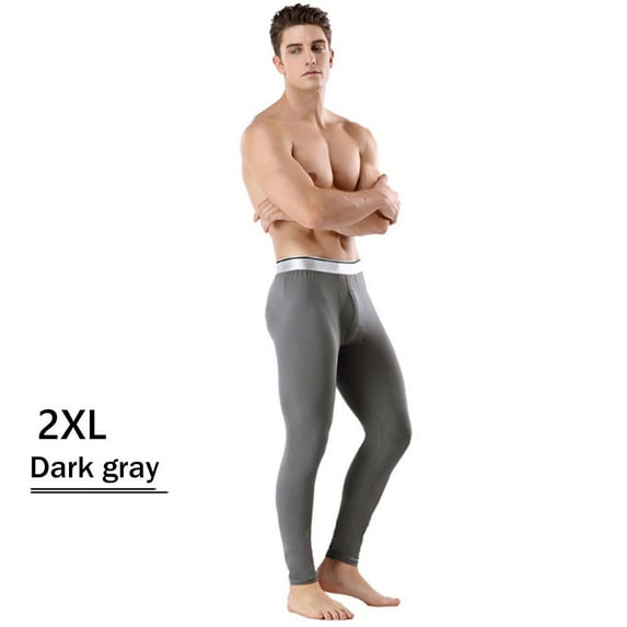 L-3XL Leggings Trousers Thick Thermal Underwear Men's Long Johns Bottom Pants Home Pajamas DARK GRAY 2XL