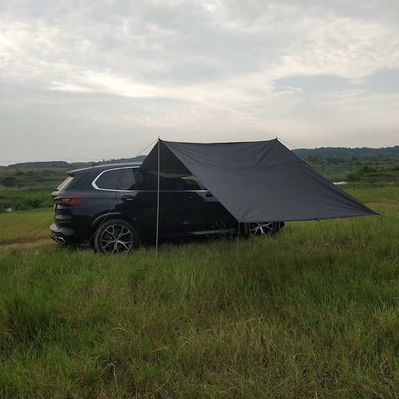 (L 440*220cm Black) Portable Car Awning for SUV Van Truck Jeep Large Vehicle Awning Tailgate Tent for Tailgating Camping
