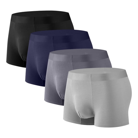L-4X Big & Tall Mens Boxer Briefs 4 Pack Plus Size High Waisted Modal Underwear Multipack Stretchy Quick-Drying Breathable Workout Boxers