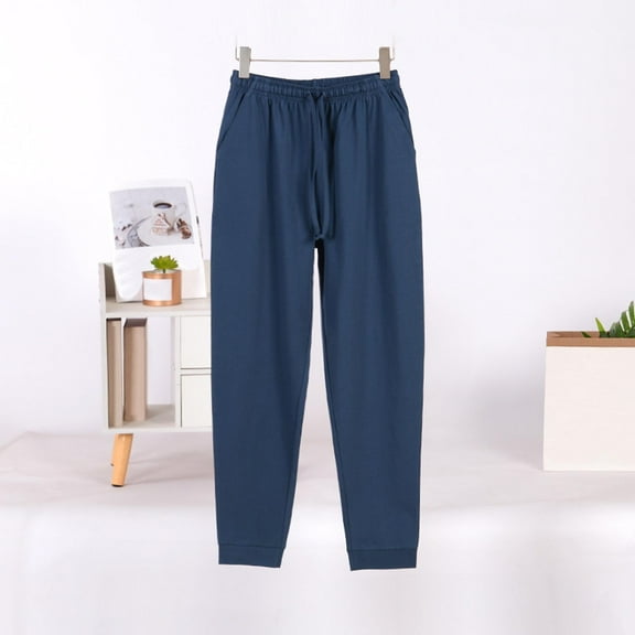 L-4X Big & Tall Pajama Pants for Men with Pockets Plus Size Drawstring Elastic Waist Solid Tapered Leg Loungewear Sleepwear Trousers Pant