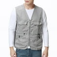 thumbnail image 1 of L-4X Men Fishing Vests with Pockets Plus Size Zipper-Up Sleeveless Cargo Tank Tops Mens Lightweight Solid V Neck Hiking Outerwear Waistcoats, 1 of 7