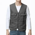thumbnail image 1 of L-4X Men Fishing Vests with Pockets Plus Size Zipper-Up Sleeveless Cargo Tank Tops Mens Lightweight Solid V Neck Hiking Outerwear Waistcoats, 1 of 7